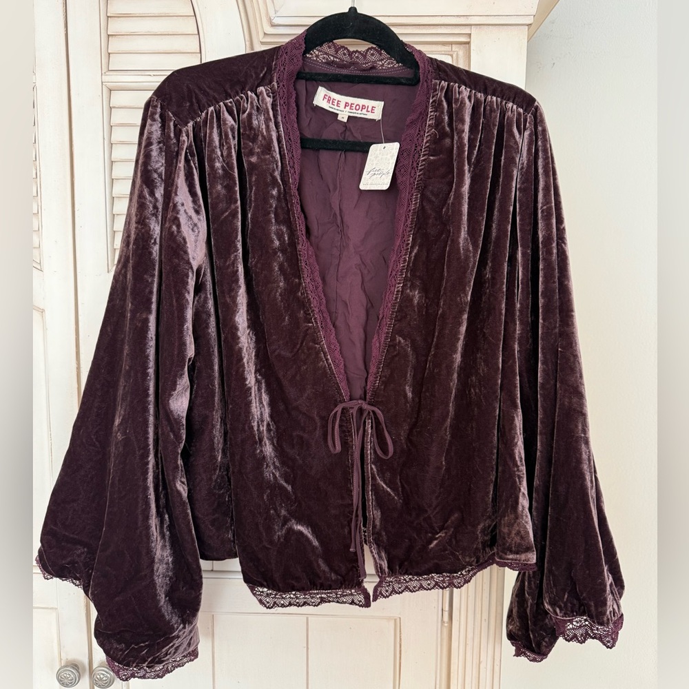 Free People crushed velvet long sleeved top